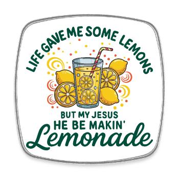 Religious Humor About Lemonade - Square fridge magnet - white - Front