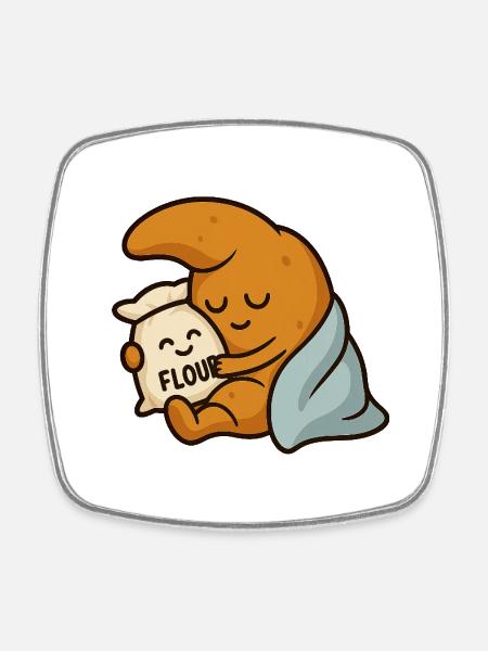 Sleep croissants - Square fridge magnet - white