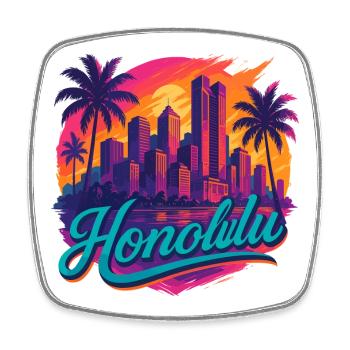 Honolulu Waikiki Hauptstadt Hawaii Aloha Geschenk - Viereckiger Kühlschrankmagnet - Weiß - Vorne