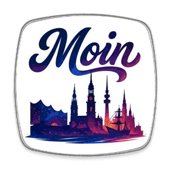 Hamburg Moin Stadt Silhouette galaktisch Geschenk - Viereckiger Kühlschrankmagnet - Weiß - Vorne