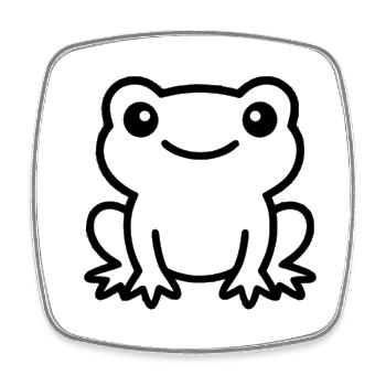 Minimalistischer Froschumriss – niedliche Amphibien-Strichzeichnungen - Viereckiger Kühlschrankmagnet - Weiß - Vorne