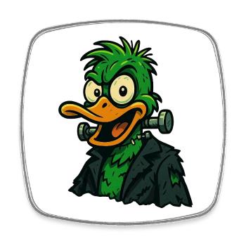 Frankenquack – Verrückte Halloween-Ente - Viereckiger Kühlschrankmagnet - Weiß - Vorne