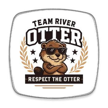 River Otter Team - Respect the Otter - Square fridge magnet - white - Front
