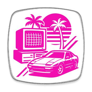 Miami Retro Pop Art - Viereckiger Kühlschrankmagnet - Weiß - Vorne