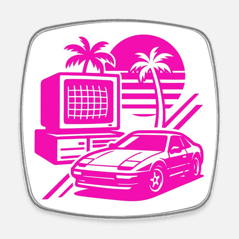 Miami Retro Pop Art - Square fridge magnet - white