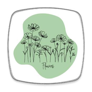 Illustration florale minimaliste - Magnet carré - blanc - Devant