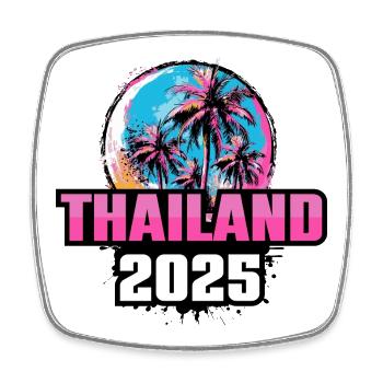 Thailand 2025 Palmen - Viereckiger Kühlschrankmagnet - Weiß - Vorne