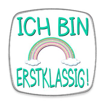 Ich bin erstklassig Regenbogen 1. Klasse - Viereckiger Kühlschrankmagnet - Weiß - Vorne