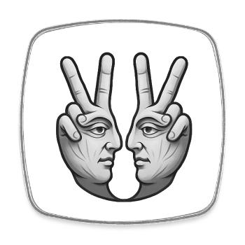 Surrealistic double face hand art - Square fridge magnet - white - Front