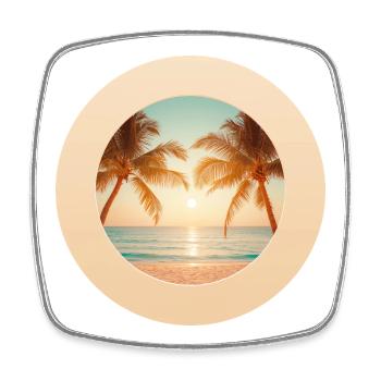 Sunset on the palm beach - Square fridge magnet - white - Front