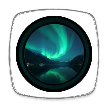 Northern Lights over Silent Fjord - Square fridge magnet - white - Front