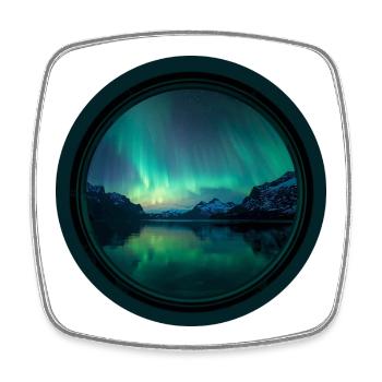 Northern Lights over fjords - Square fridge magnet - white - Front