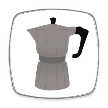 Illustration de cafetière vintage - Magnet carré - blanc - Devant
