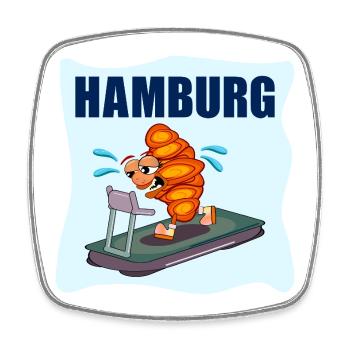 FRANZBRÖTCHEN HAMBURG - LAUFEN LAUFBAND - Viereckiger Kühlschrankmagnet - Weiß - Vorne