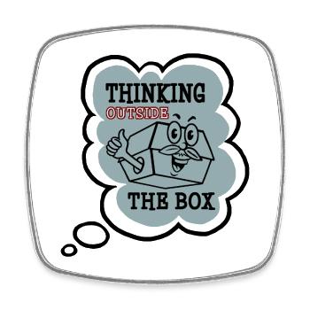 Thinking outside the Box - Square fridge magnet - white - Front
