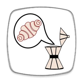 ESPRESSO COFFEE FRANZBRÖTCHEN - Square fridge magnet - white - Front