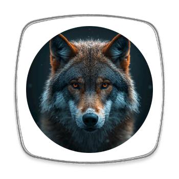 Wildak Wolf Motif Design - Square fridge magnet - white - Front