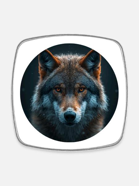 Wildak Wolf Motif Design - Square fridge magnet - white