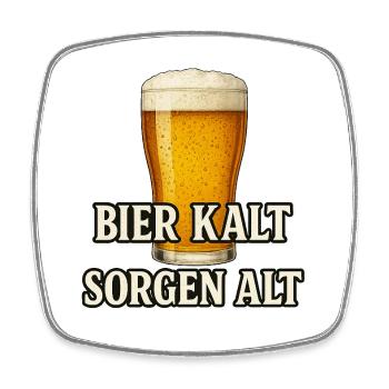 Kühles Bier Zitat Design - Viereckiger Kühlschrankmagnet - Weiß - Vorne