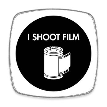I Shoot Film - Square fridge magnet - white - Front