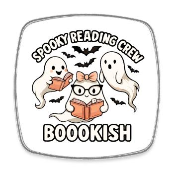 Ghostly Readers Squad - Square fridge magnet - white - Front