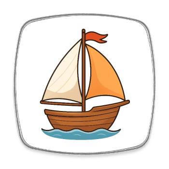 Maritimes Segelschiff Wasserfarben Design - Viereckiger Kühlschrankmagnet - Weiß - Vorne