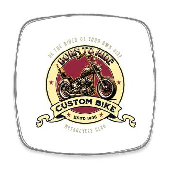 Custom Bike Motorradclub - Viereckiger Kühlschrankmagnet - Weiß - Vorne