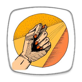 Kraftvolle Handbewegung im Retro Design - Viereckiger Kühlschrankmagnet - Weiß - Vorne