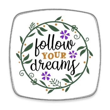 Personalised floral frame with nature motif - Square fridge magnet - white - Front