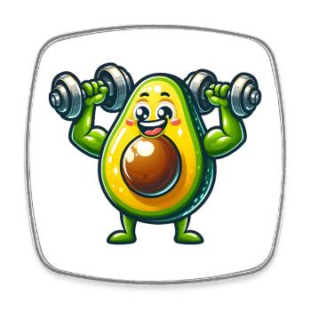 Fitness enthusiast with avocado motif - Square fridge magnet - white - Front