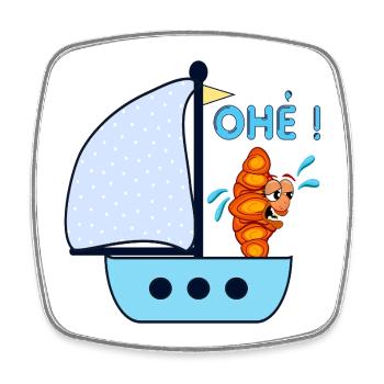 Ohé Voilier Enfants Croissant - Magnet carré - blanc - Devant