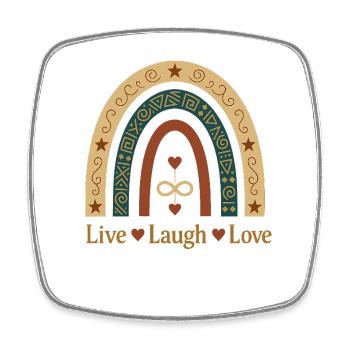 Live Laugh Love Boho Regenbogen - Viereckiger Kühlschrankmagnet - Weiß - Vorne