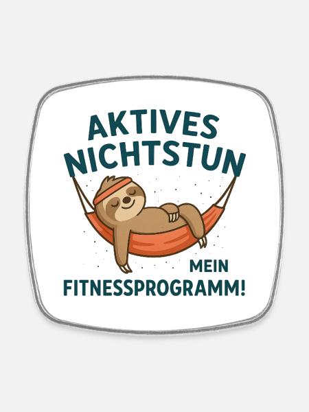 Relaxed sloth in hammock design - Square fridge magnet - white