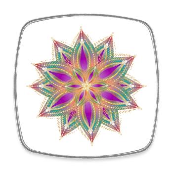 Orientalische Sternenblume in Magenta & Türkis - Viereckiger Kühlschrankmagnet - Weiß - Vorne