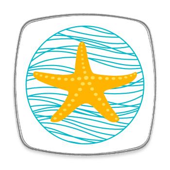 Seestern Wellen Kreis See Meer Stern maritim Comic - Viereckiger Kühlschrankmagnet - Weiß - Vorne