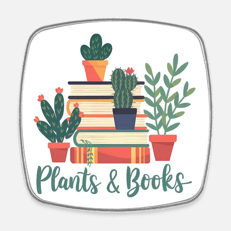 Plants And Books Quote - Square fridge magnet - white