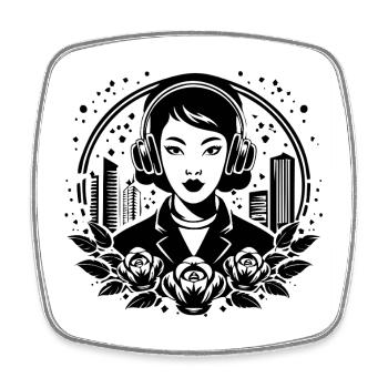 Mélomane Rhythm – Femme, Casque - Magnet carré - blanc - Devant