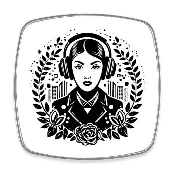 Dreamer Dream Thought – Woman, Headphones, Look - Square fridge magnet - white - Front