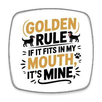 Golden Retriever Mundregel Humor - Viereckiger Kühlschrankmagnet - Weiß - Vorne