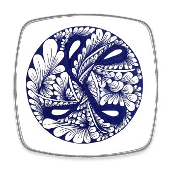 A design that connects – hand-painted by Martina - Square fridge magnet - white - Front