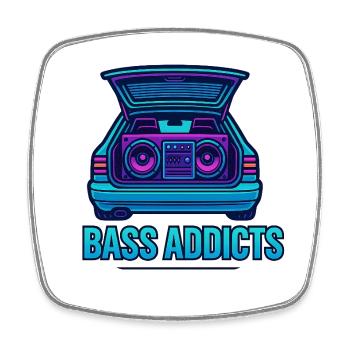 Retro Ghettoblaster Bass Addicts Design - Viereckiger Kühlschrankmagnet - Weiß - Vorne