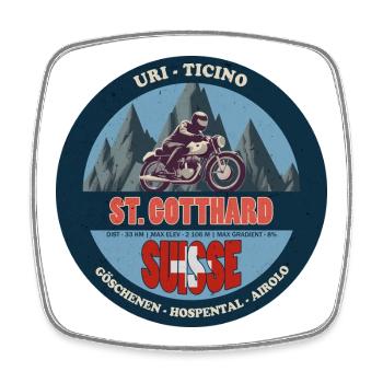 St. Gotthard Pass, Uri, Ticino, Swiss, Switzerland - Square fridge magnet - white - Front