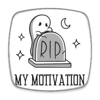 RIP Meine Motivation - Viereckiger Kühlschrankmagnet - Weiß - Vorne