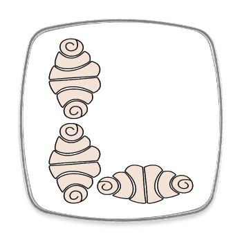 FRANZBRÖTCHEN ANFANGSBUCHSTABE L - NAME - Viereckiger Kühlschrankmagnet - Weiß - Vorne