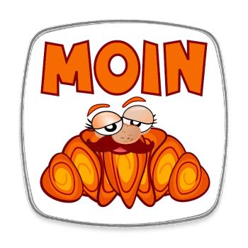 MOIN FRANZBRÖTCHEN SCHNURRBART MANN - Viereckiger Kühlschrankmagnet - Weiß - Vorne