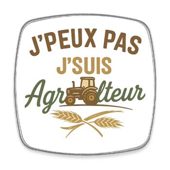 Agriculteur T-shirt Humour Champ J'suis agriculteu - Magnet carré - blanc - Devant