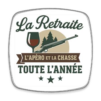 Retreat, aperitif and hunting all year round - Square fridge magnet - white - Front