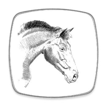 Cheval - Magnet carré - blanc - Devant