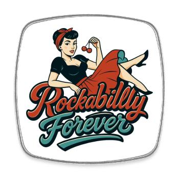 Rockabilly Forever Cerises Femme Cadeau des Années 50 - Magnet carré - blanc - Devant