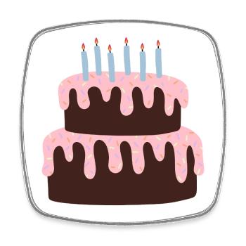 Gâteau de fête avec glaçage rose - Magnet carré - blanc - Devant